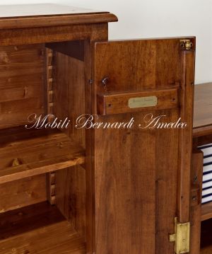Shoe rack pantry cabinet in solid walnut wood with 2 doors, height 160 cm